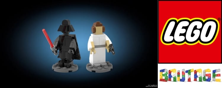 In LEGO®-Stores LEGO® Star Wars™ Darth Vader™ und Princess Leia™ bauen und behalten