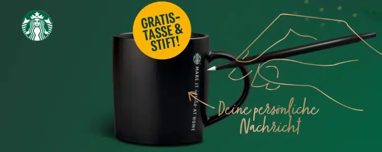 Starbucks-Tasse mit Stift geschenkt