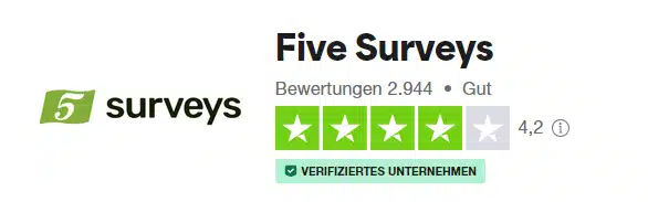 Five Surveys Trustpilot-Bewertung