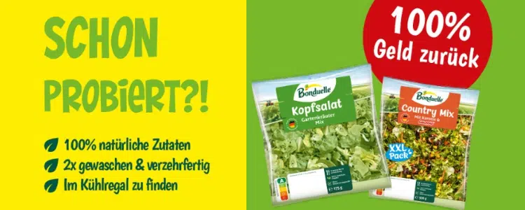 Salate von Bonduelle; 100% Cashback von scondoo