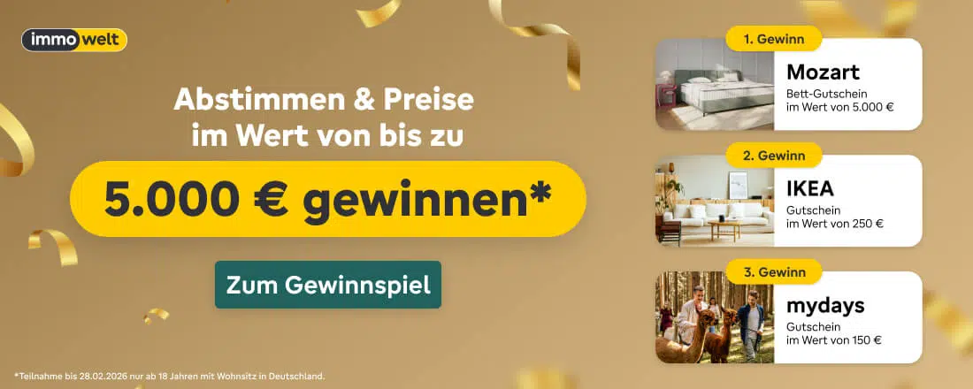 immowelt-Gewinnspiel: für Haus der Herzen voten & 5.000€ Gutschein gewinnen