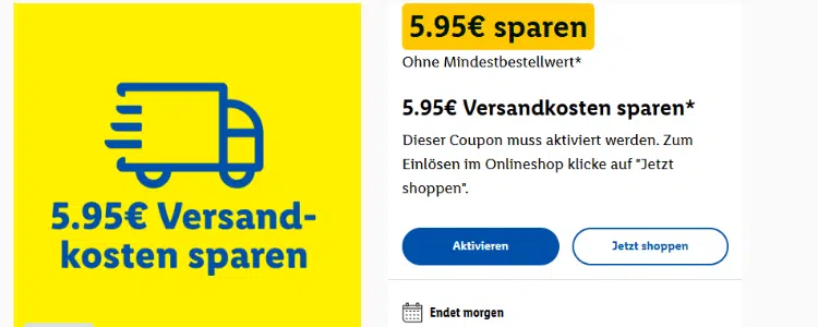 Versandkostenfrei bei Lidl bestellen