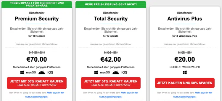 Produkte von Bitdefender