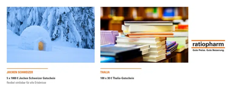 ratiopharm-Gewinnspiel; Jochen Schweizer; Thalia