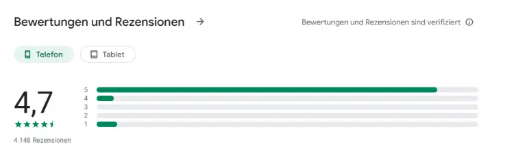 DeepSeek Bewertungen Google Play Store