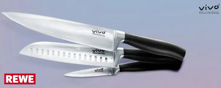 Messer von vivo; REWE-Logo