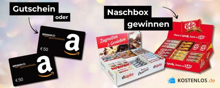 Naschbox gewinnen; 50€ Amazon-Gutscheine