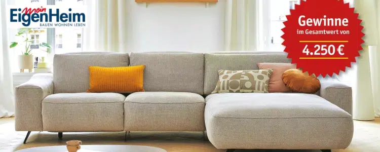 mein Eigenheim-Logo; Couch; GEwinnspiel