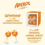 Aperol Gewinnspiel; Mini-Kühlschrank; Gläser-Sets