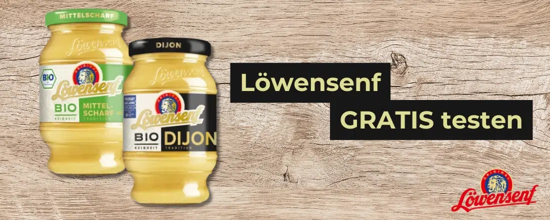 Löwensenf gratis testen; Löwensenf mittelscharf & Dijon-Senf