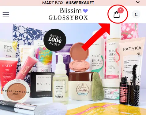 Glossybox by Blissim; Warenkorb