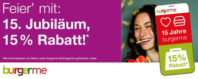 burgerme 15% Rabatt Juni 2025