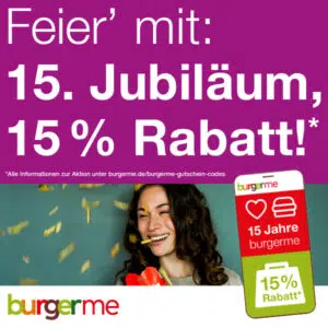 burgerme 15% Rabatt Juni 2025