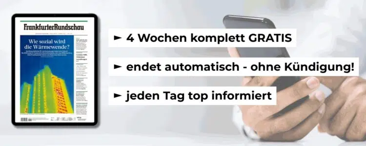 Frankfurter Rundschau digital; Männerhand tippt auf Handy