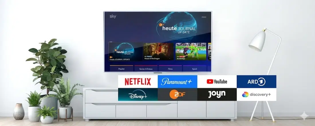 Sky TV mit allen verfügbaren Sendern.