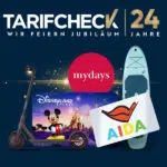 Tarifcheck Jubiläum; verschiedene Preise