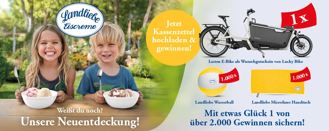 Landliebe Eiscreme Gewinnspiel; Lasten-E-Bike gewinnen