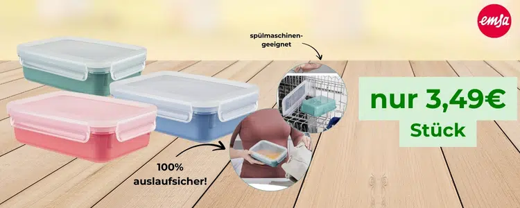Emsa Frischhaltedosen in drei unterschiedlichen Farben