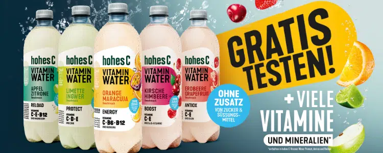 Vitamin-Wasser von Hohes C in unterschiedlichen Sorten