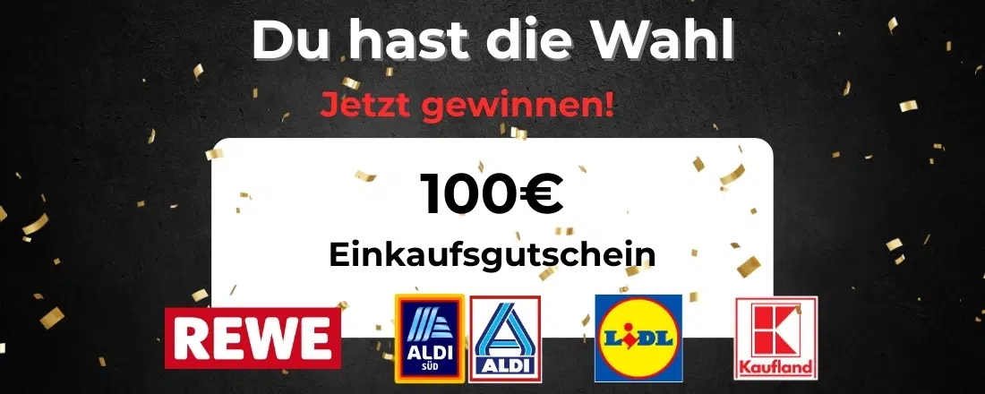 Einkaufsgutschein gewinnen für REWE, Aldi, Lidl oder Kaufland