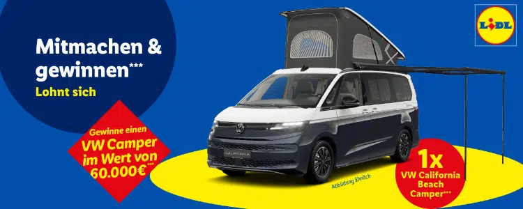 Gewinnspiel von Lidl; VW Camper im Wert von 60.000€ gewinnen