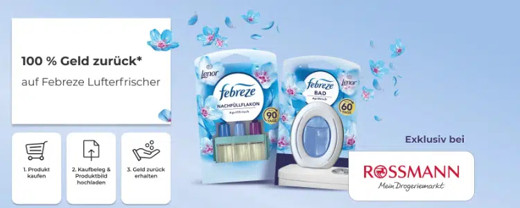 Febreze Lufterfrischer gratis testen; Rossmann