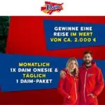 Daim-Gewinnspiel; Chance auf Reisegutschein, Daim-Pakete & Onesie