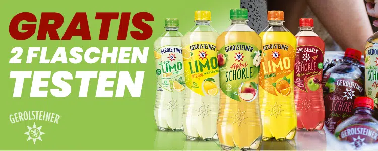 Gerolsteiner Limo in unterschiedlichen Sorten; gratis testen