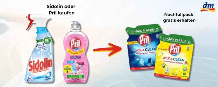 Henkel-Produkte; gratis Nachfüllpacks; dm-logo