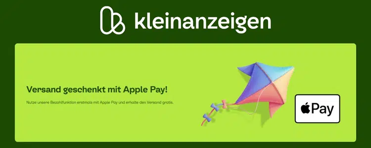 Gratis Versand bei Kleinanzeigen mit Aktionscode APPLEPAY