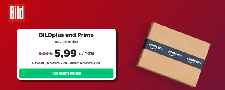 Amazon Prime-Mitgliedschaft bei BILD nur 5,99€