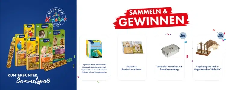 Vitakraft Kräcker; Prämien; Text: Sammeln & Gewinnen
