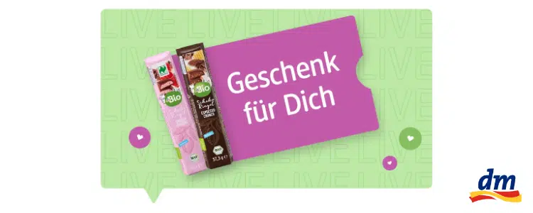 dm verschenkt Schokoriegel