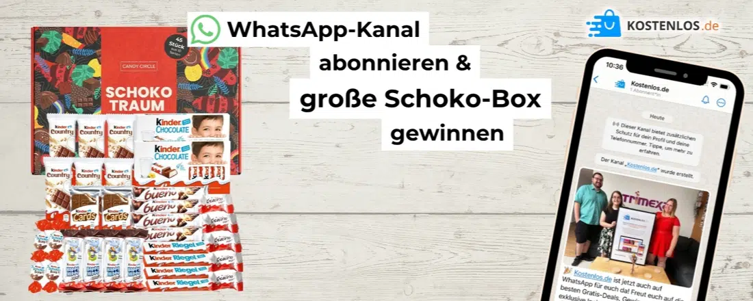 WhatsApp-Gewinnspiel von Kostenlos.de; Ferrero-Box