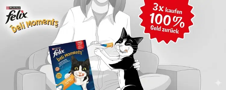 Deli Moments von Felix; Katze schleckt Snack