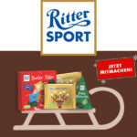 Ritter Sport Weihnachtsprodukte auf einem Schlitten