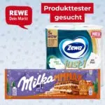 Milka Schokolade, Toilettenpapier, Rewe Logo