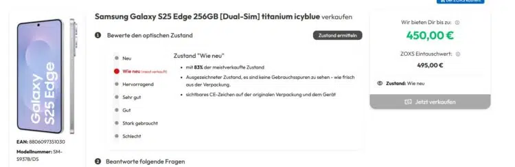 Samsung 25 Edge verkaufen