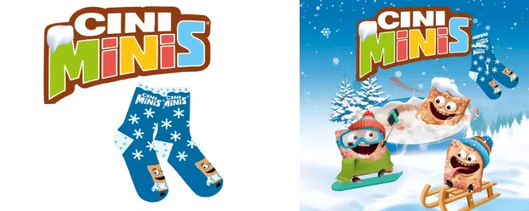 Socken im Cini-Minis-Design; Cini Minis in Winterlandschaft