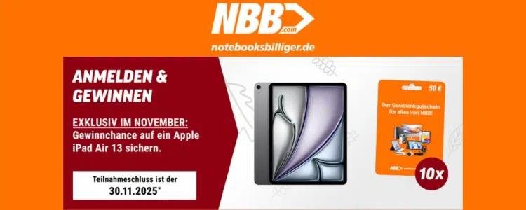 notebooksbilliger.de Gewinnspiel; Apple iPad Air 13