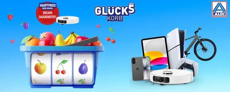 Glückskorb-Gewinnspiel von ALDI; PS5, E-Bike, iPad & mehr