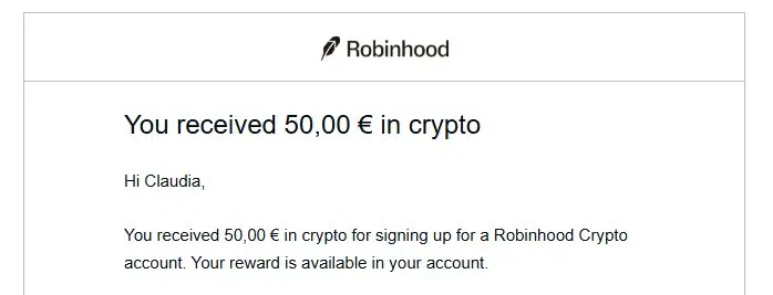 50€ Belohnung bei Robinhood