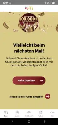 Screenshot Jackpot-Ticket Auflösung