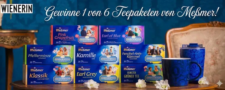Wienerin-Logo; Teepackungen im Bridgerton-Look
