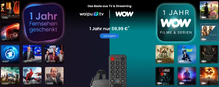 Waipu.tv + WOW 1 Jahr für 59,99€