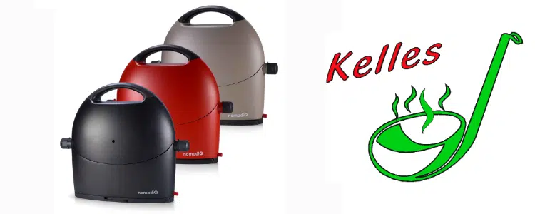 Kelles Suppenmanufaktur-Logo; Gasgrills in unterschiedlichen Farben