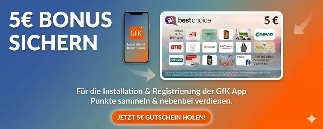 GfK Digital Trends-App; 5€ Gutschein Bonus-Deal