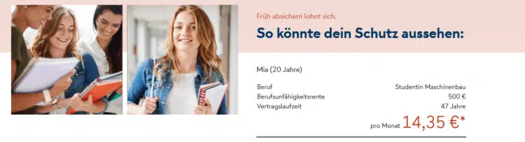 Beispielhafte Rechnung für Bu bei Nürnberger Versicherung