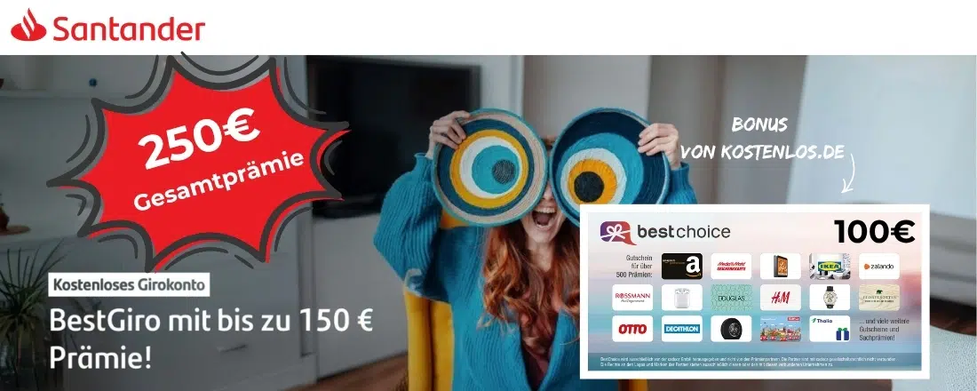 Santander Girokonto mit 250€ Bonus