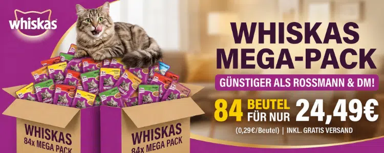 84 Beutel Whiskas Katzenfutter für nur 24,49€ ➡️ 0,29€ pro Beutel – günstiger als dm!